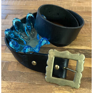 Vintage 90's Medieval Brass & Leather Belt by Strapped, worn 2x, excellent!